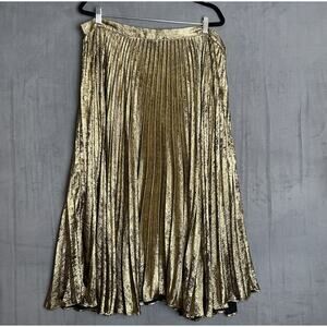 Banana Republic Skirt Womens 20 Gold Pleated Metallic Velvet Holiday Party HO22